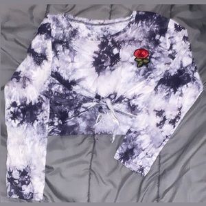 Tie dye long sleeve crop top